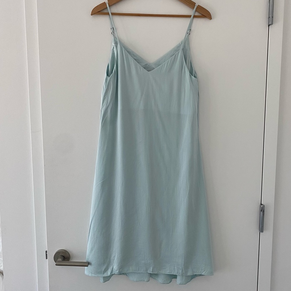 Papinelle light blue 100% silk midi slip dress
